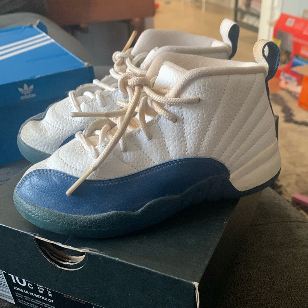RETRO Jordan 12s GT White Metallic Gold University Blue toddler 10c Used